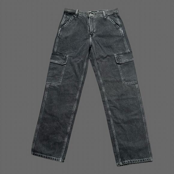 Levi's Silvertab Loose Cargo Denim Jeans Faded Black Irreregular Size 30x32 NWT